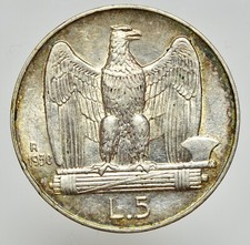VITTORIO EMANUELE III 1900-1943 -AG/ 5 LIRE 1930 FDC