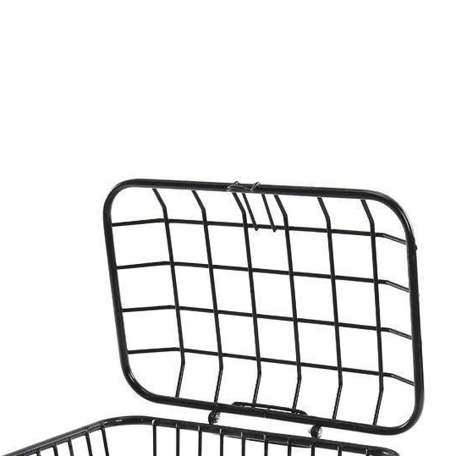 Bike Metal Mesh Front or Rear Basket with Lid Sturdy Construction Black