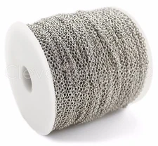 Cable Chain Spool - 330 Feet - Platinum Silver - 2x3mm Flat Oval Links