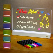White LED Note Board Colors Acrylic Lighted Dry Erase Monthly/Weekly Calendar