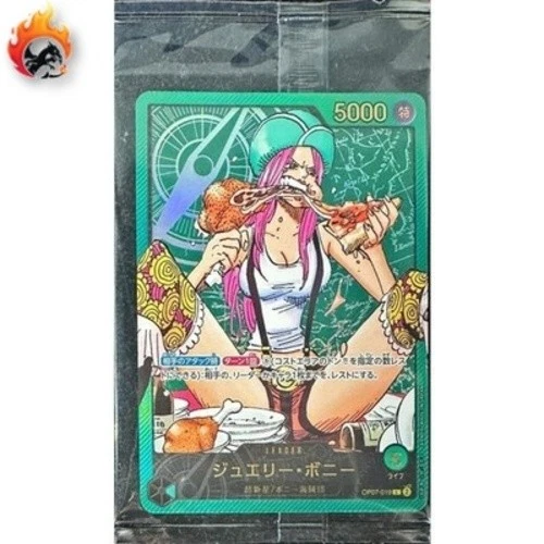 Sealed Jewelry Bonney OP07-019 L  Gold Text Lecafig WEEKLY Jump ONE PIECE Card