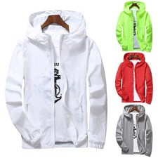 Herren Dünn Leicht Windjacke mit Kapuze Atmungsaktiv Sonnenschutz Outdoor Jacke