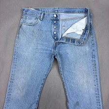 Levis 501 Jeans Mens 36x30 Blue Button Fly Denim Pants Classic Straight Faded