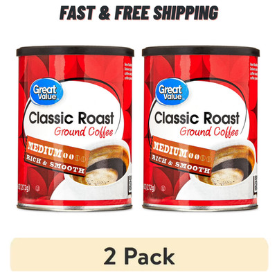 (2 Pack) Great Value Classic Roast Ground Coffee - 9.6 oz Canister - 19.2oz Tota