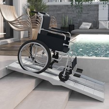5' Folding Wheelchair Ramp Aluminum Portable Medical Mobility Threshold