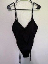 Shade Shore Swimsuit 1 Pc Black Drawstring legs Womans XL