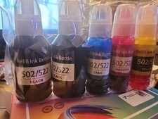 5PK Refill Ink Bottles for Epson EcoTank 502 ET-4760 ET-2760 ET-2750 ET-3760 522
