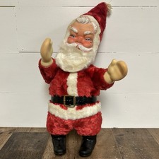 50  s Christmas Santa Claus Rushton Style Rubber Face Hands Black Boots Plush 19  