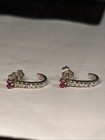 14k Solid Gold Garnet And Diamond Earrings Weighs 1.54 Grams — photo 3