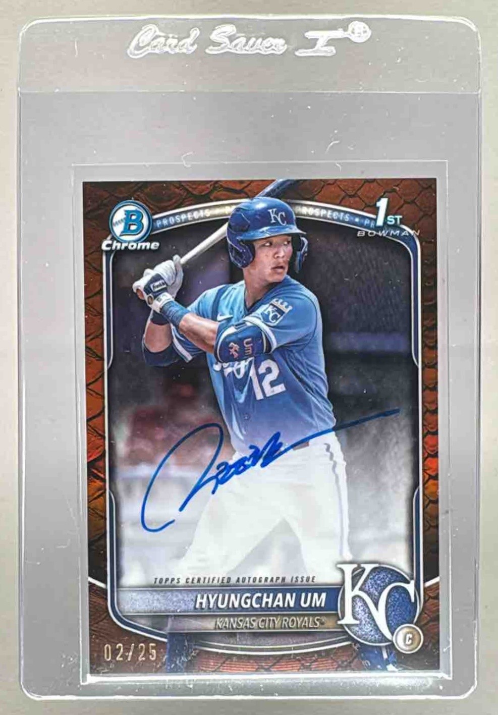 Hyungchan Um 2025 Bowman Chrome Reptilian Orange Refractor Auto 1st RC /25