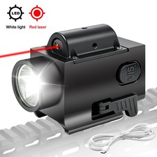 2000LM LED Mounted Light Blue/Green/Red Laser Dot Sight USB Charging 20mm Rail