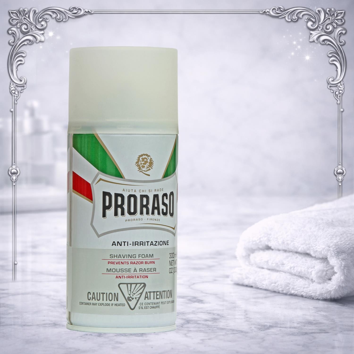 Shaving Shave Foam Sensitive skin 300ml PRORASO - Large Size - Rich Lather