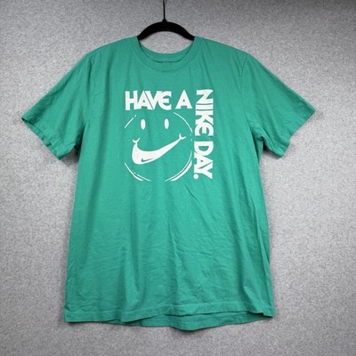 Nike Sportswear Have A Nice Day Smiley Face Graphic T-Shirt Turquoise Mens Large