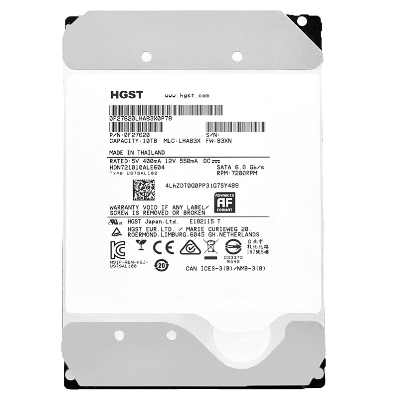 Festplatte HGST 10TB HDN721010ALE604 256Mb 7200Rpm Sata III 3,5