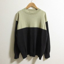 MHL. Margaret Howell Bicolor Cotton Knit Pullover Size L Black Greige mens USED