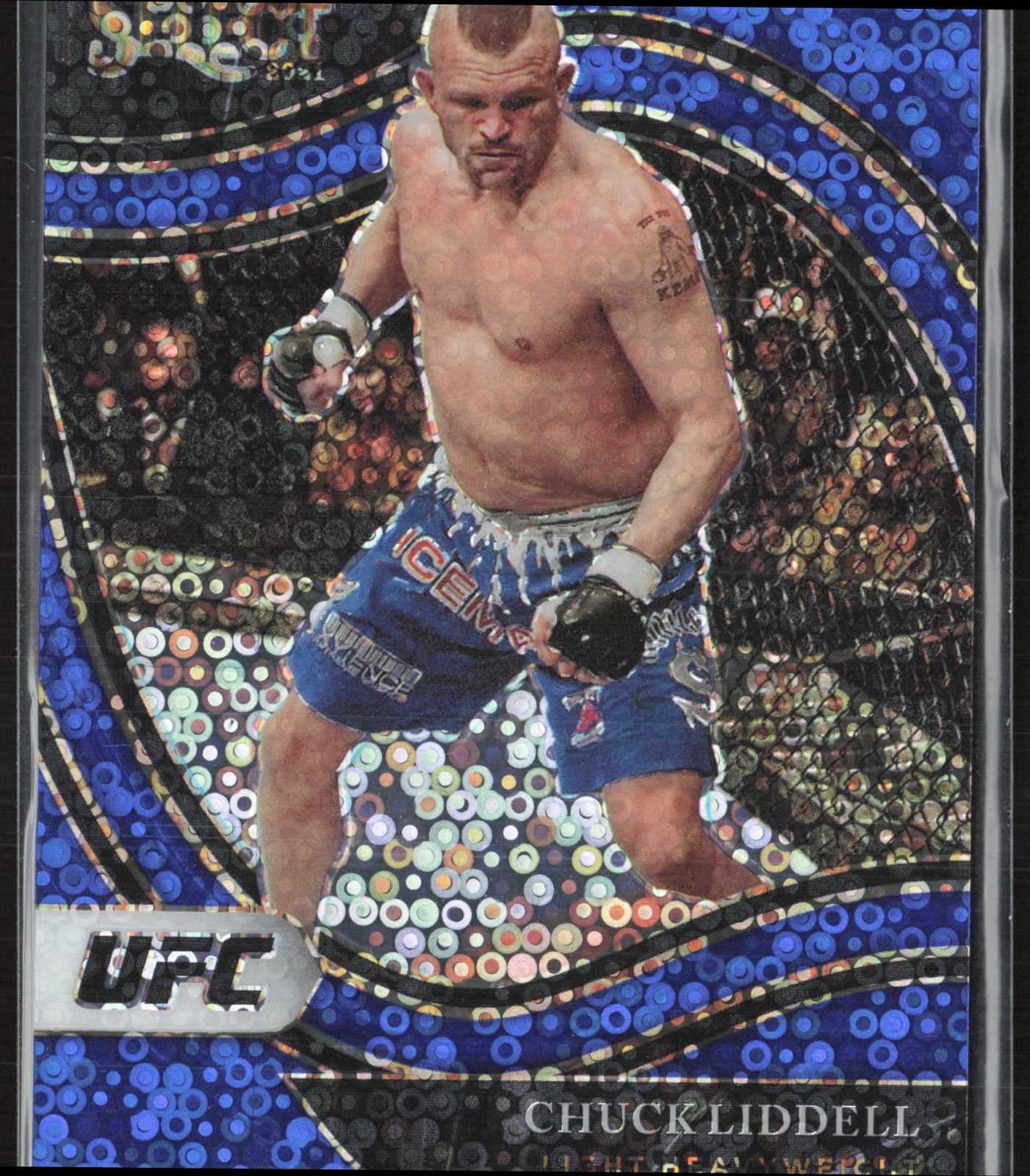 2021 Panini Select UFC Chuck Liddell Blue Disco Prizms /99 #280 Octagonside