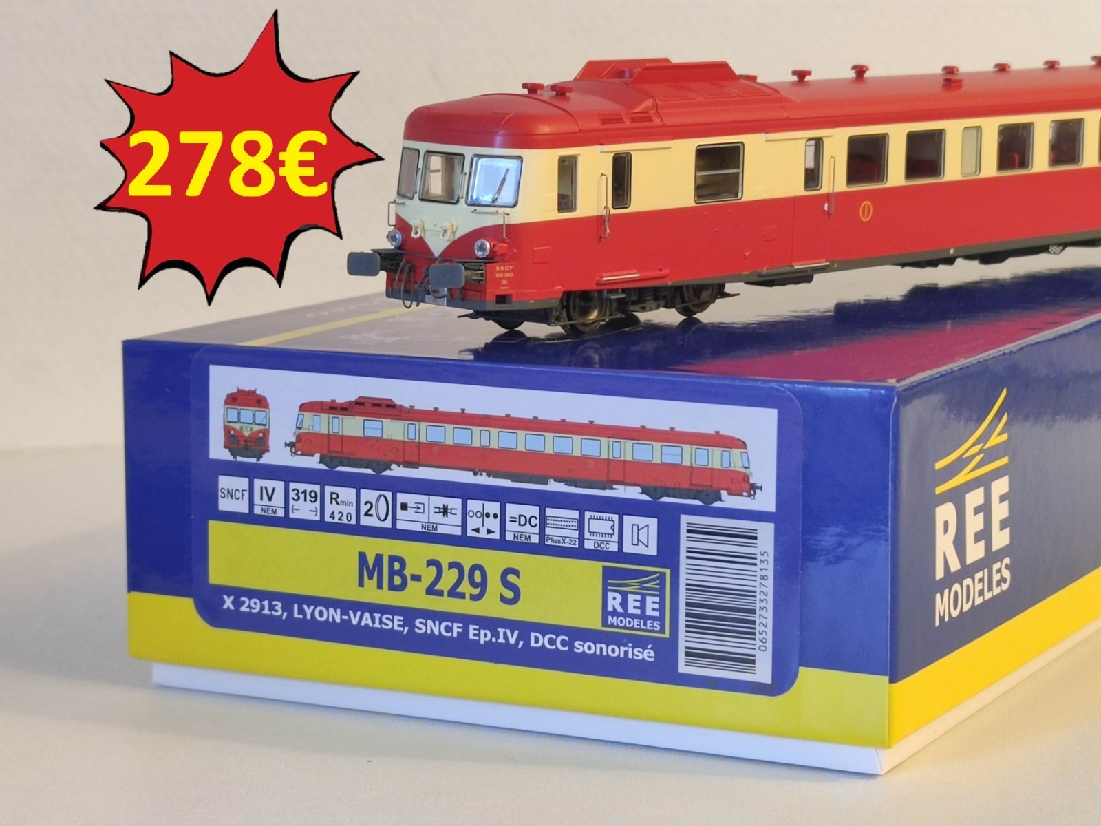 Autorail X2800 REE Modeles MB-229S DCC Sound train miniature HO