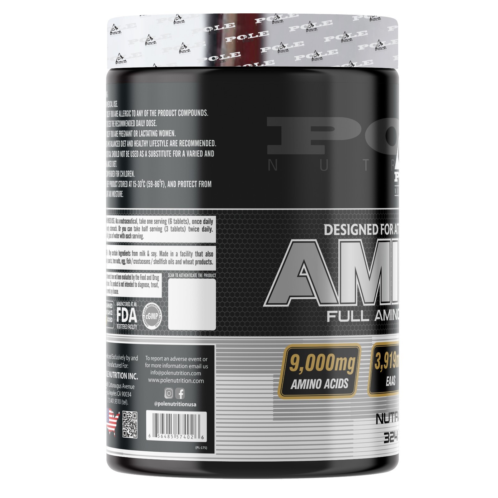 Pole Nutrition Amino-9 Full Amino Acid Complex 324 Tablets 