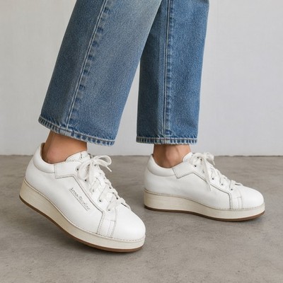 Acne Studios White Leather Platform Sneakers Women EU 37 US 7 Designer Shoes