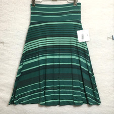LuLaRoe Azure skirt adult size S small green and black striped NWT