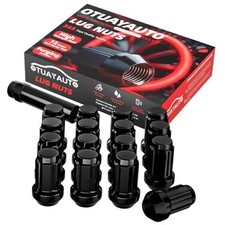 M12x1.5 Lug Nuts - 16PCS 12mmx1.5 Spline 1.38" Long Spline Drive Black 16 PCS