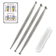 ZJO Acupressure Pen, Stainless Steel Reflexology Tool for 5 inches, Silver