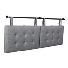 Wall Mount Headboard with USB Port for Queen Size Bed Only, Dark Grey