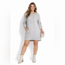 Altar'd State Grey Hooded Waffle Knit Sweater Dress Size M