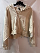 Adidas Women's Beige Zip-Up Hoodie Sweatshirt Size Small