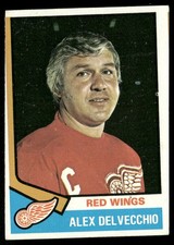 Alex Delvecchio 1974-75 Topps #222 Detroit Red Wings Good-VG MC Crease