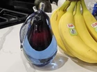 Murano Glass Pear Blue & Red Sommerso Alfredo Barbini MCM Paperweight 6.25"
