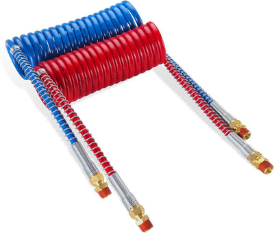 Air Brake Line Hose Coil Assembly Coiled Set 15 FT Air Lines Red Blue Hoses for 