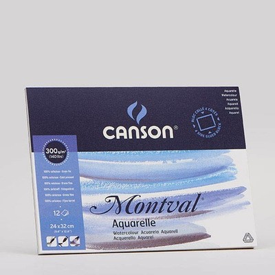 canson Aquarellblock Montval 24,0 x 32,0 cm 300 g/qm, 12 Blatt, 1 Block