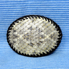 Rattlesnake Hide Skin Belt Buckle Western Desert Artisan Handmade Vtg 80s.CPA508