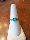 VINTAGE ZUNI STERLING SILVER TURQUOISE DISHTA RING  Size 8.25