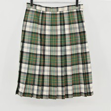 Vtg DEANS Of Scotland Wool Plaid Kilt Skirt Womens Size 14 Green Tartan Pleated