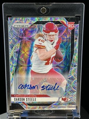 2024 Panini Prizm Choice Carson Steele Silver Scope Prizm RC Auto 077/100 Chiefs