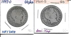 KEY DATE BARBER HALVES  1897-O AND 1904-S