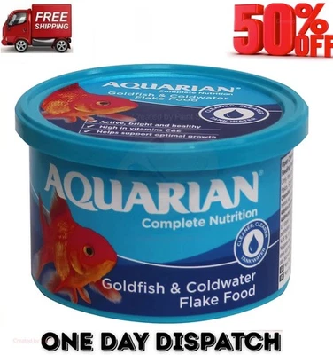 BRANDED AQUARIAN GOLDFISH FLAKE FOOD 25G, 50G FISH TANK AQUARIUM FLAKES GENUINE