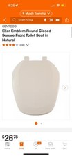 Eljer Emblem round Closed Square Front Toilet Seat in Natural