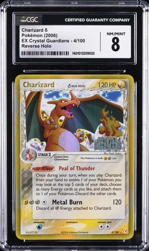 2006 POKEMON EX CRYSTAL GUARDIANS - REVERSE HOLO #4/100 CHARIZARD CGC 8