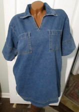 Shein Medium V-Neck Denim Shirt Dress