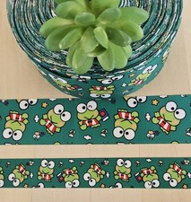 7/8  1.5" 1 YD Keroppi Grosgrain Ribbon Hello Kitty Friend Pond Frog