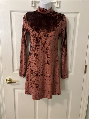 Kimchi Blue flirty Velvet Dress Wine Color Long Sleeve Turtleneck Size S-  NWT | eBay