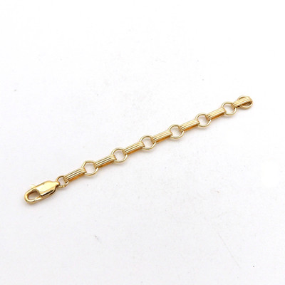 Solid 14k Gold Round Rectangle Link Chain Extender adds up to 3in Adjustable
