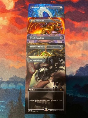 MTG Modern Horizons 3 Complete Set of Medallions Borderless, Jet, Ruby, Sapphire
