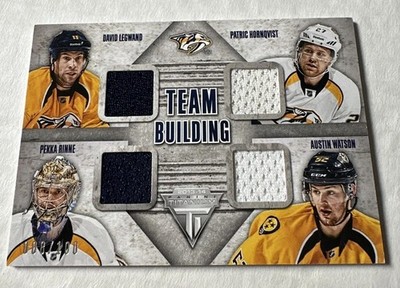2013-14 Panini Titanium - Team Building Quad Materials Pekka Rinne, David...