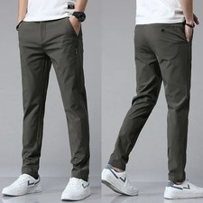 Men’s Luxury Golf Black Trousers Ultra-Thin Slim Fit Stretch Casual Pants 2025