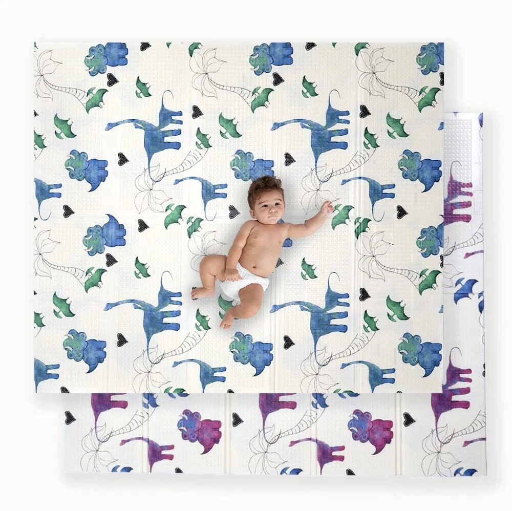 JumpOff Jo Baby Play Mat, Foam Padded, Foldable, Large, Tiny Dinos, (70"x 59")
Opens in a new window