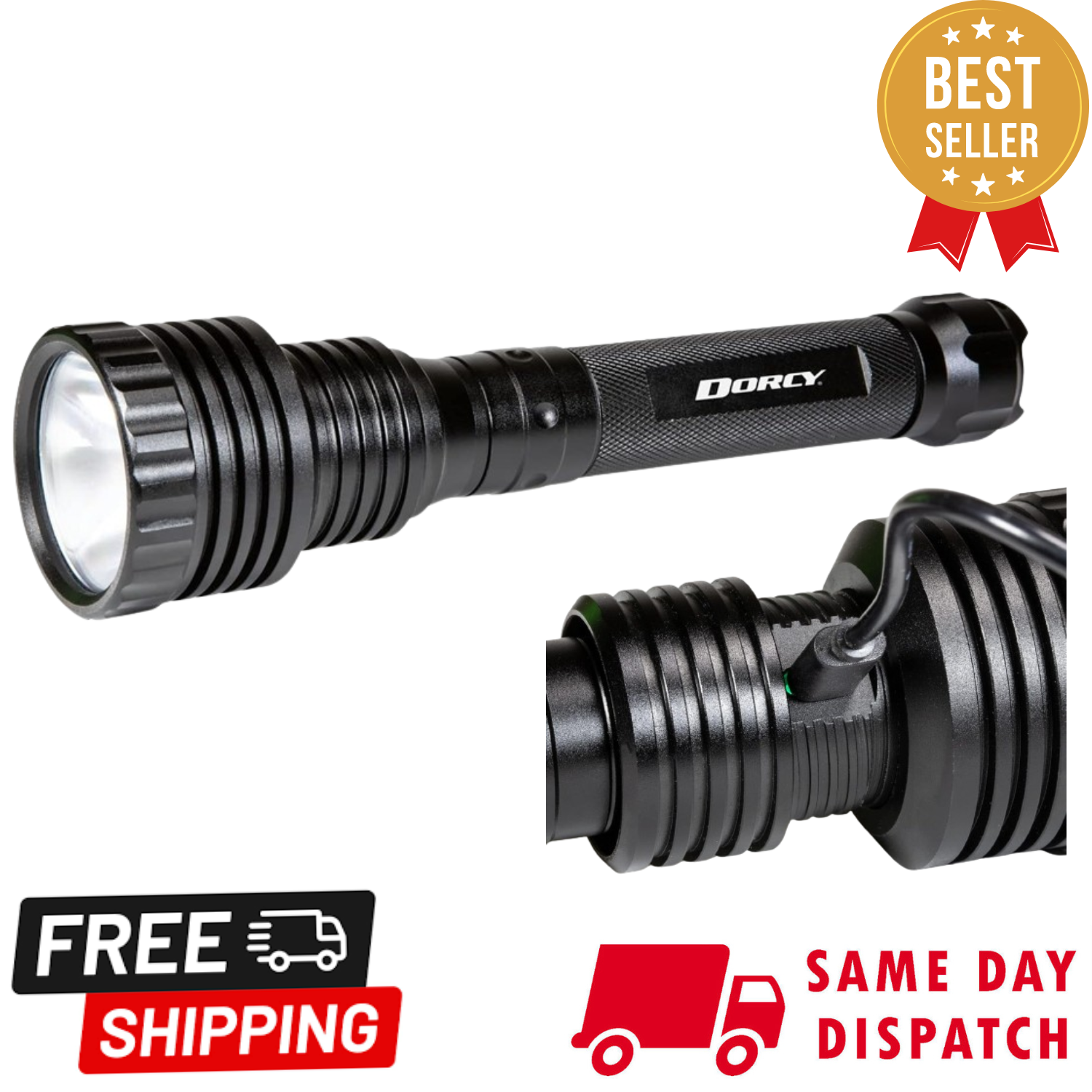 Dorcy 414299 USB Rechargeable Aluminum LED Flashlight with USB Cable